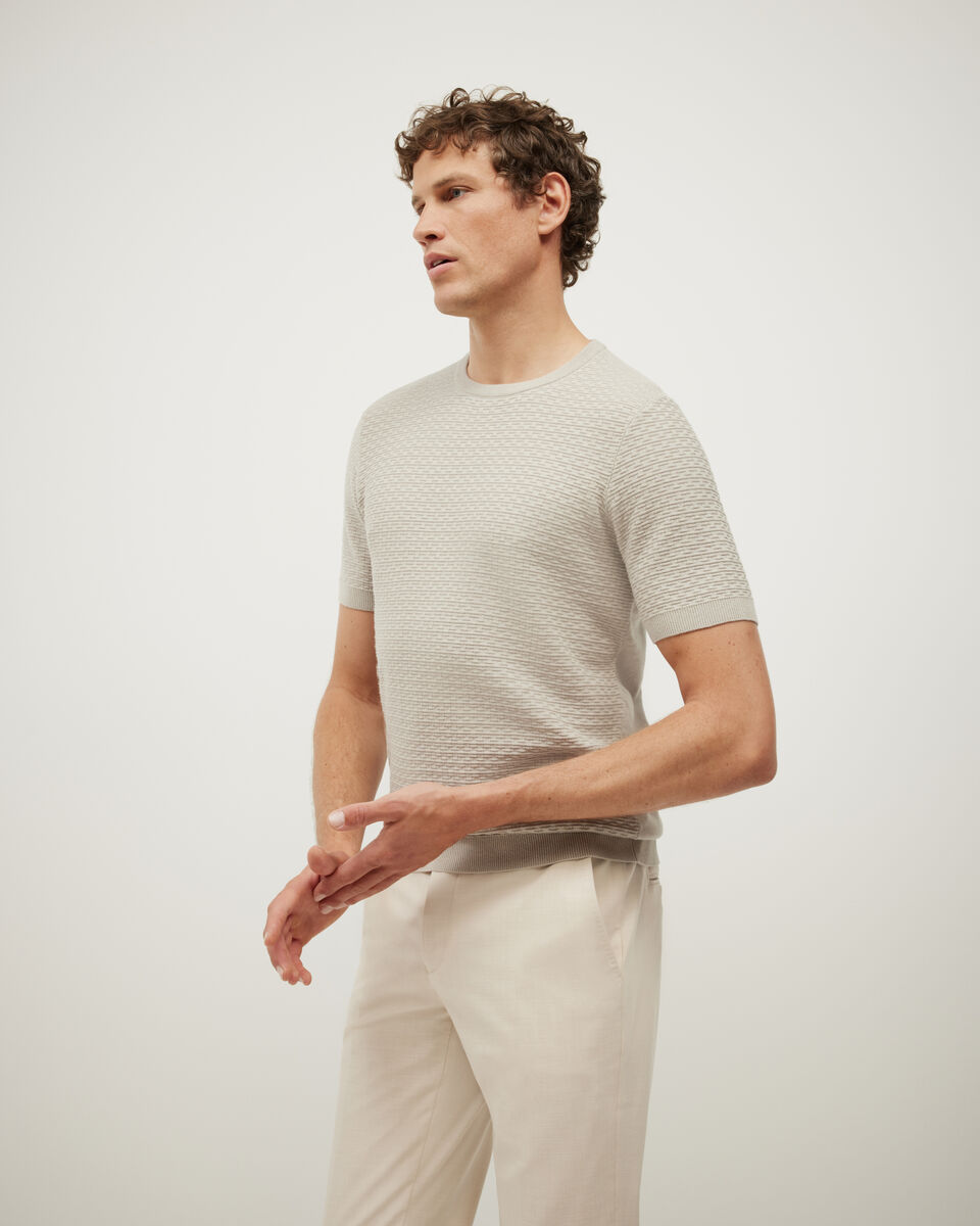Frank Textured Short Sleeve Knit, Bone, hi-res